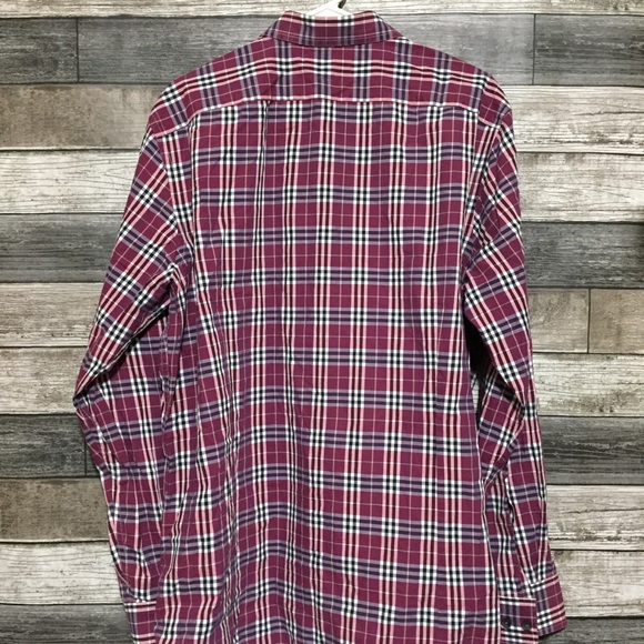 Banana Republic Tailored Slim Fit Plaid Button Up Shirt Men’s XL Red 100% Cotton - Picture 3 of 8